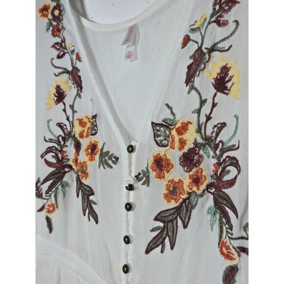 Xhilaration Floral Embroidered Duster Cardigan Size XL Long Sheer Boho Fairy - Picture 4 of 10